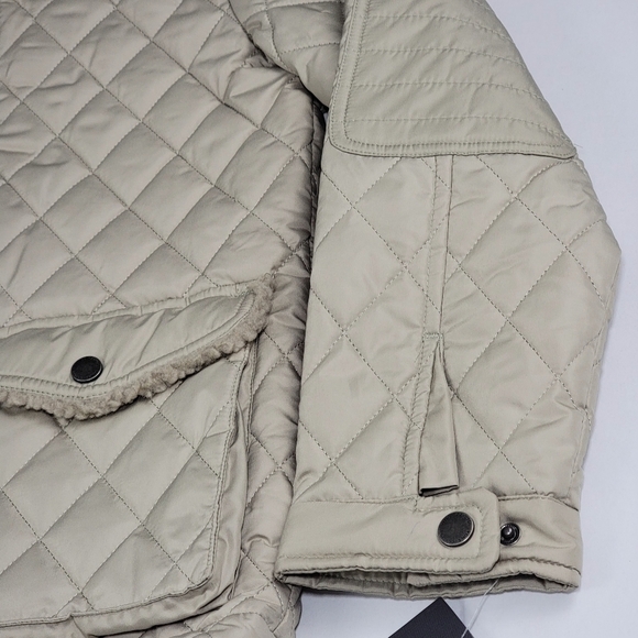 Vince Camuto Quilted Jacket Faux Fur Color Khaki V220D16 Women’s Size S/8 New - Picture 8 of 13
